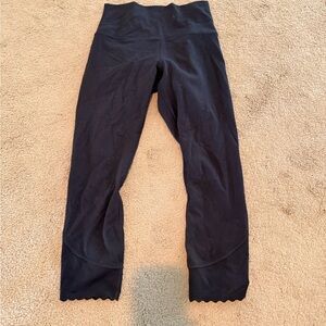 lululemon athletica Black High-Waist Capri Leggings with Scalloped Hem